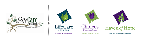 lifecare brandon, pregnancy center, brandon florida, lifecare network, tampa branding, tampa logo